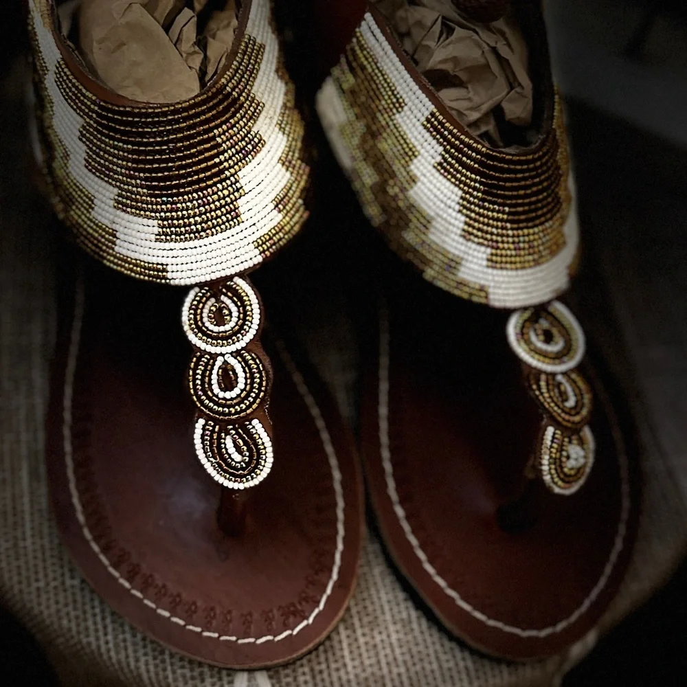 Kujali Beaded Gladiator Sandal! Size 36 , Summer Sandal , Comfortable Sandal